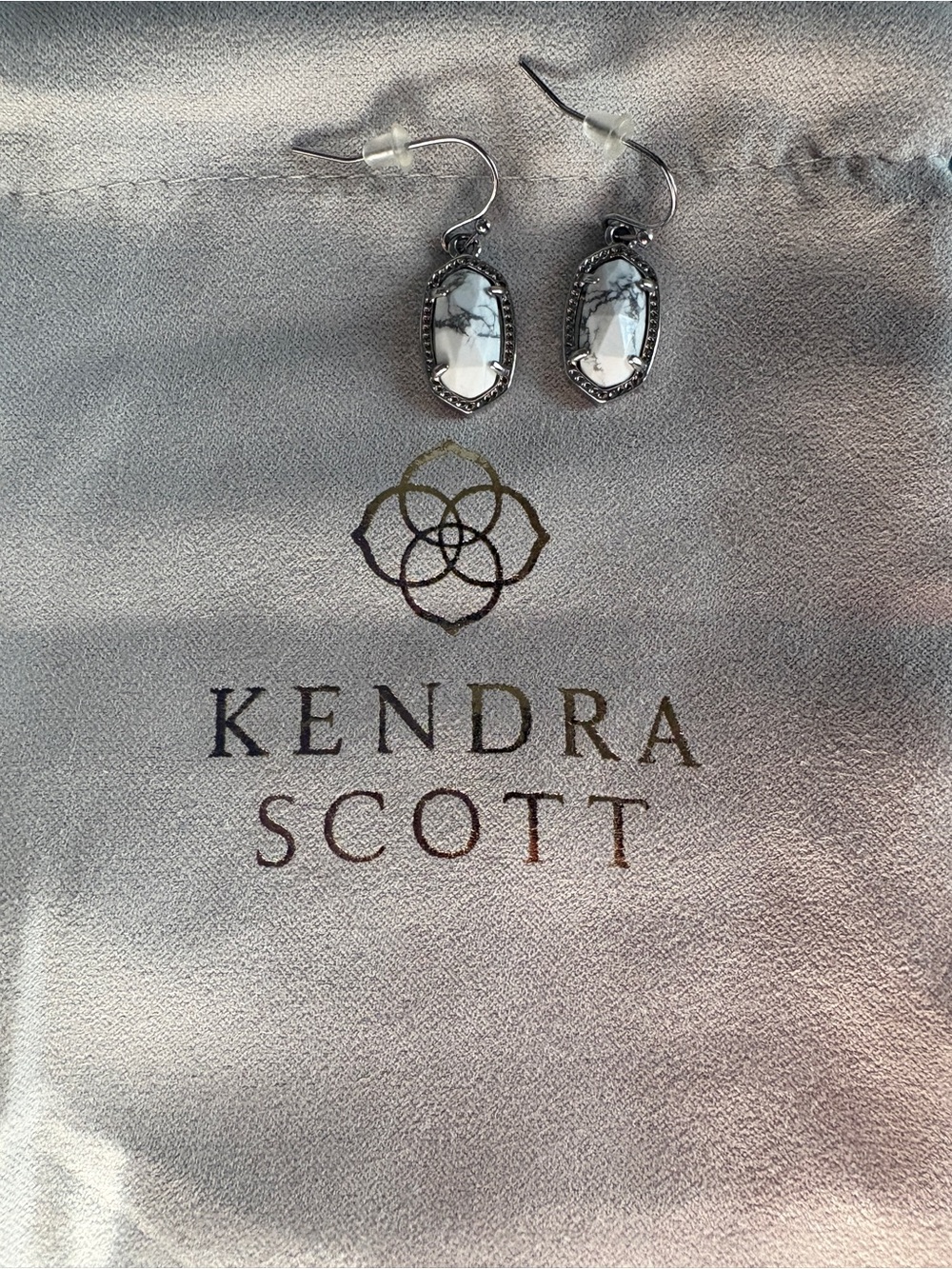 Kendra Scott Marble White Howlite Lee Drop Earrings